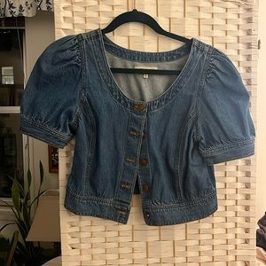 Madewell cropped denim jacket with short puffer sleeves size Small. Never worn!